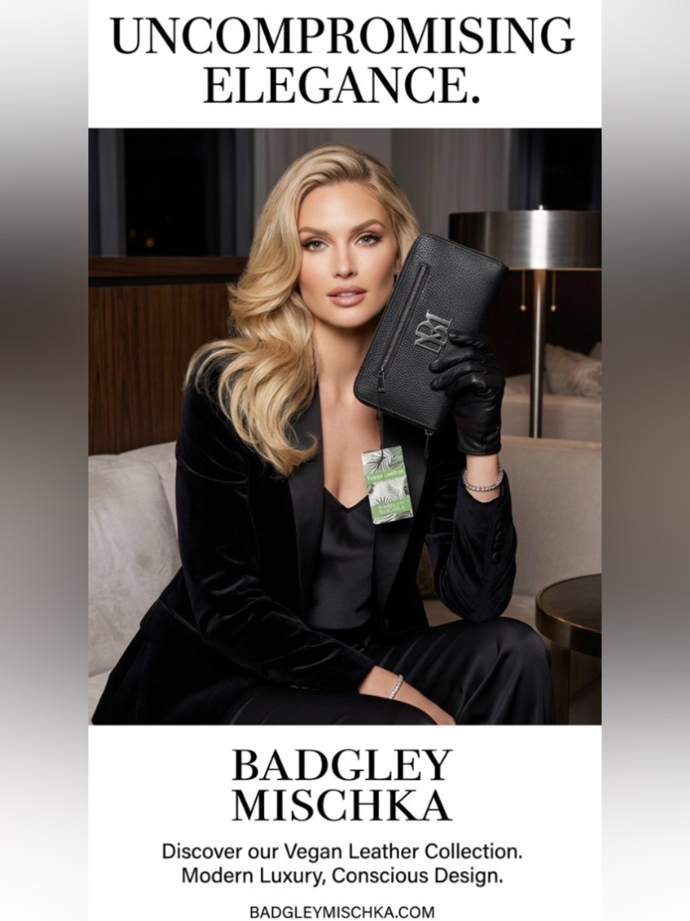 NWT ~ Badgley Mischka Black Leather Zip Wallet Clutch